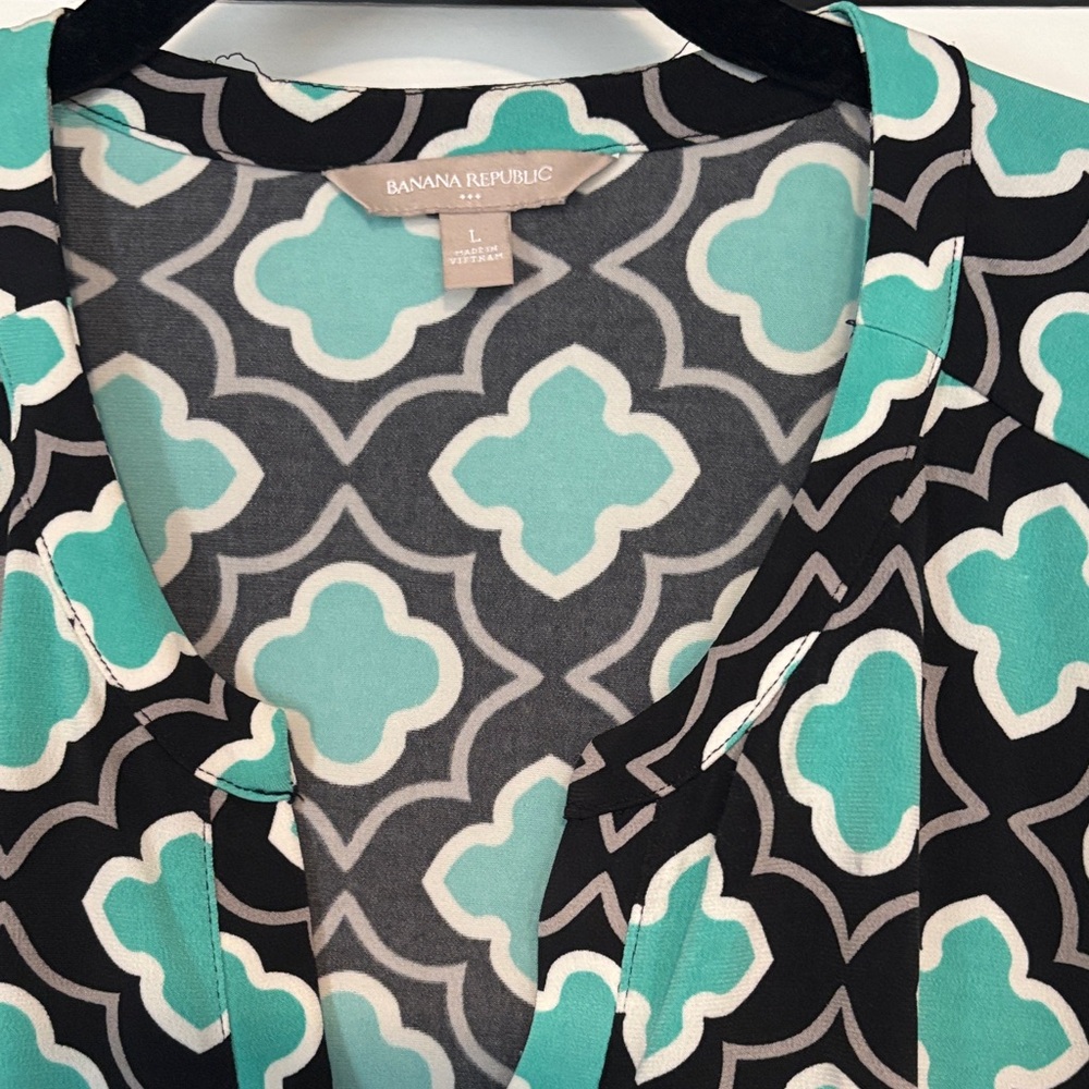 Banana Republic Teal and Black Patterned Dress